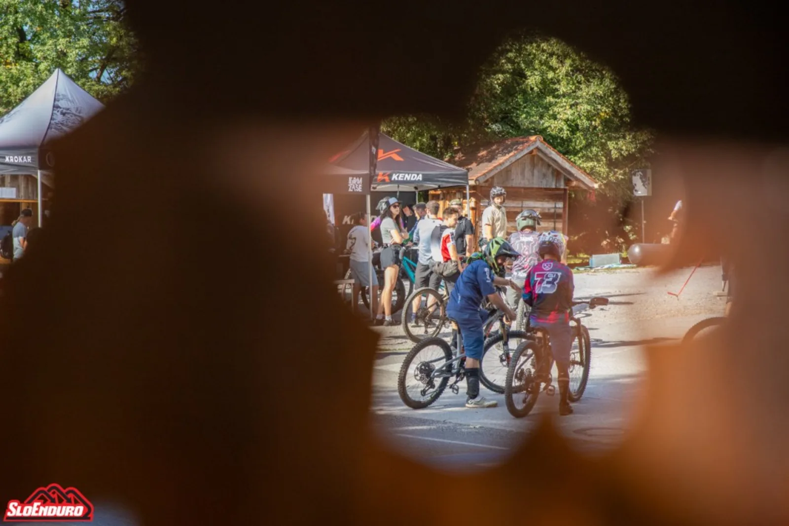 Riders and supporters gathering at SloEnduro Krokar 2026 in Dobrna, Slovenia.