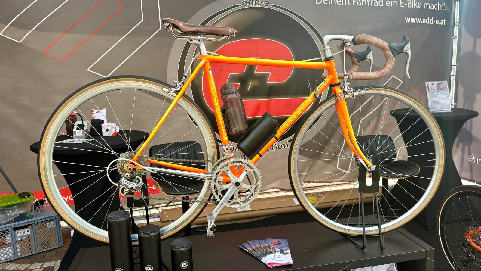 Vintage Pinarello displayed in the expo area at Wörthersee Gravel Race weekend.